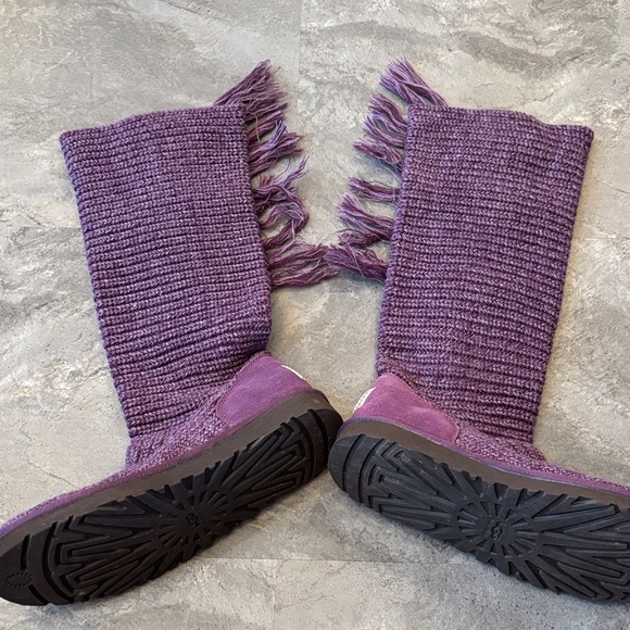 UGG Women Purple Knit Button Up Boots with Fringe, Calf Height, Holiday, Size 9 - Picture 5 of 17